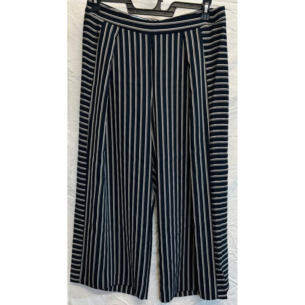 Antonio Melani Womens Striped Wide-Leg Capris Size 10 Navy & White - Picture 1 of 4